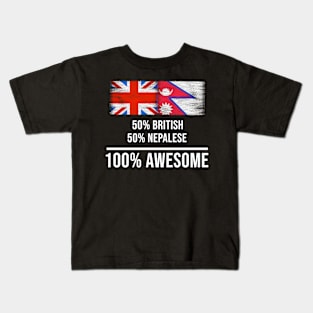 50% British 50% Nepalese 100% Awesome - Gift for Nepalese Heritage From Nepal Kids T-Shirt